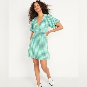 Old Navy Green Gingham Mini Dress PLUS